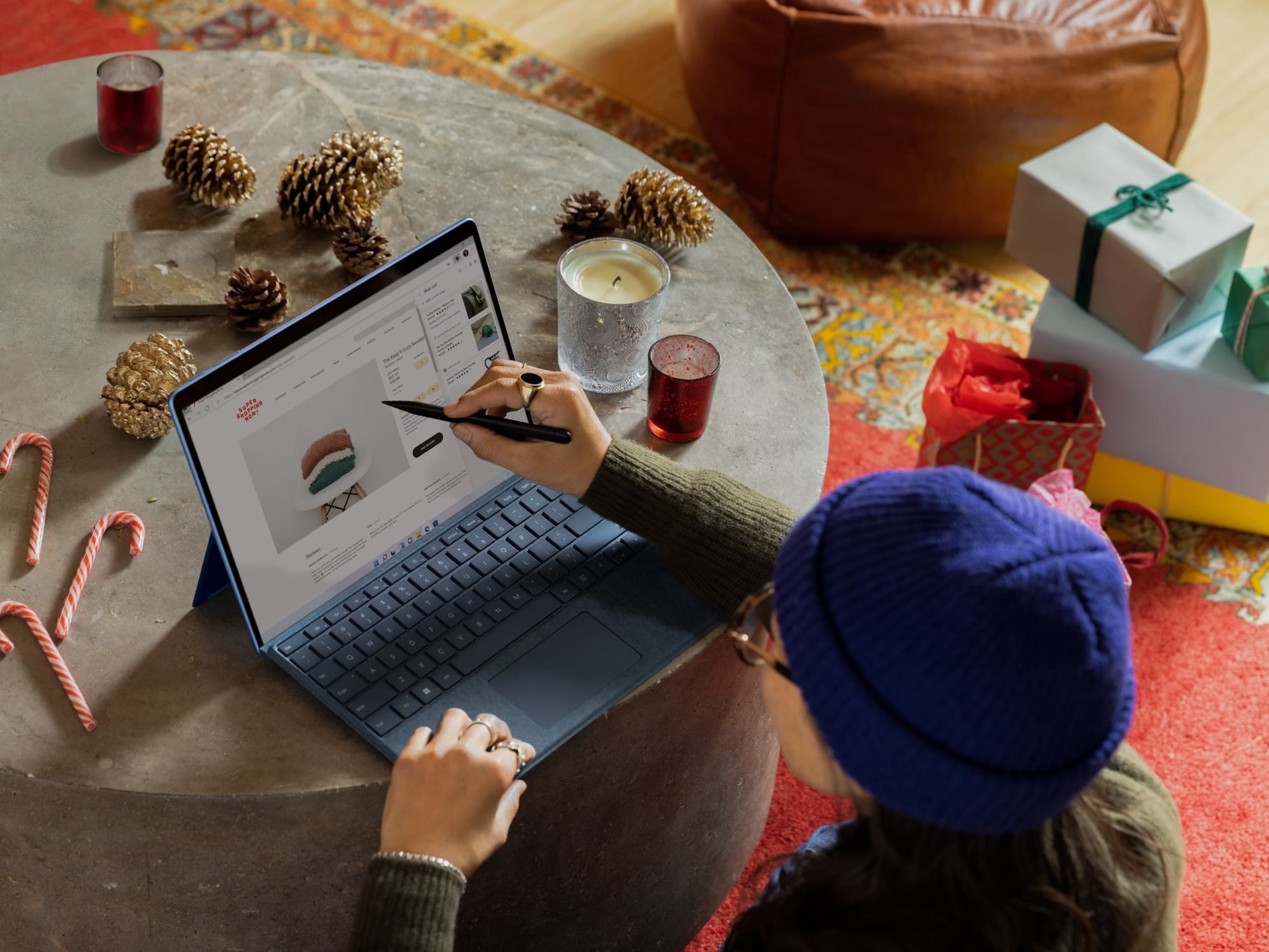 A person reviewing care information on a tablet